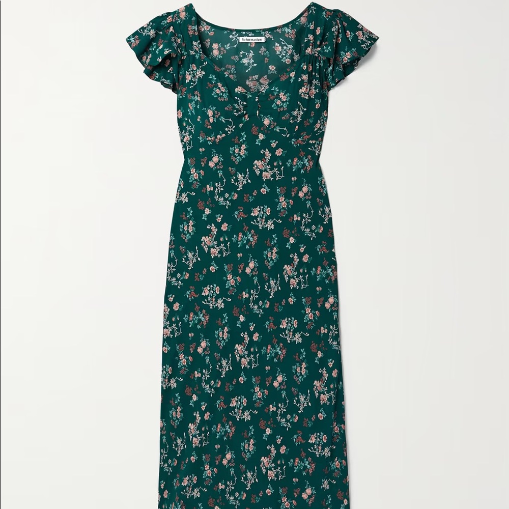 NWT Reformation Lisola Dress in Emilia dark green floral formal party long dress - Picture 10 of 10